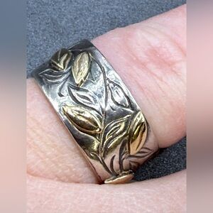 Sterling Sliver with Gold accents Band Ring By Prodesso
